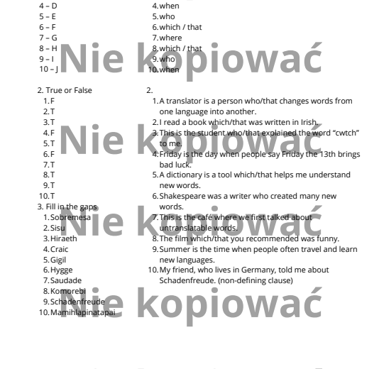 Karta pracy z czytanką Lost in Translation + Relative Clauses B1/B2