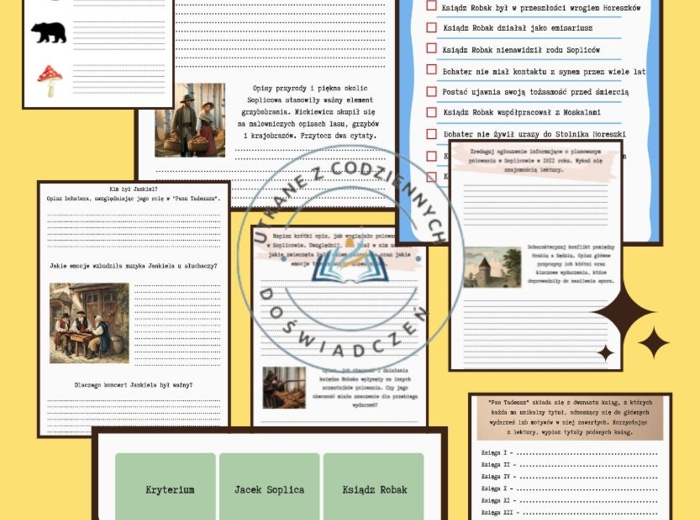 Zapraszam do fascynującego świata "Pana Tadeusza"- stacje zadaniowe lub karty pracy na lekcje poświęcone epopei
