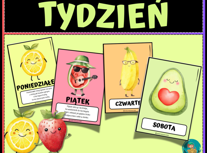 TYDZIEŃ PLANSZE - OWOCE - RYMOWANY TYDZIEŃ