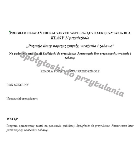 Innowacja pedagogiczna Spółgłoski do przytulania