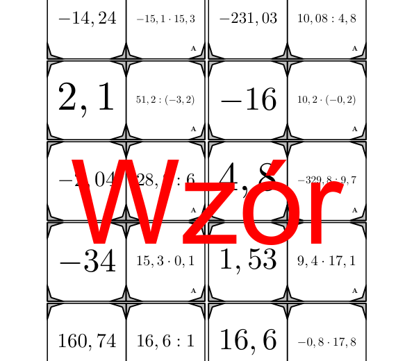 Domino - Mnożenie i dzielenie dodatnich i ujemnych liczb dziesiętnych | matematyka