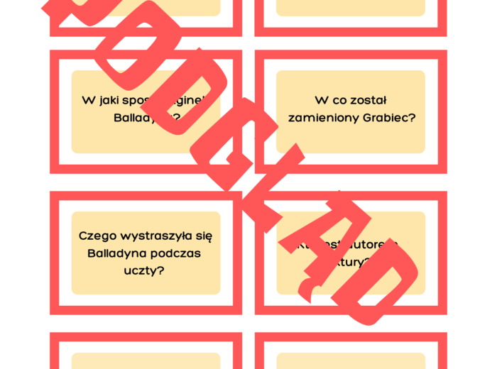 Balladyna - gra "Pokoloruj miecz i malinę"