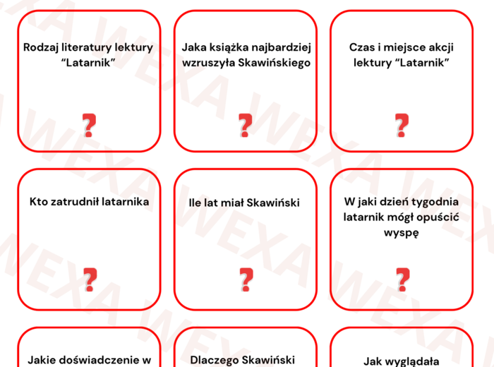 Zestaw Latarnik elementy graficzne + kartki z pytaniami