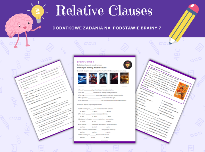 Gramatyka dla Klasy 7: Defining Relative Clauses Zdania Względne Podrzędne Przydawkowe Język angielski Na podstawie podręcznika Brainy 7
