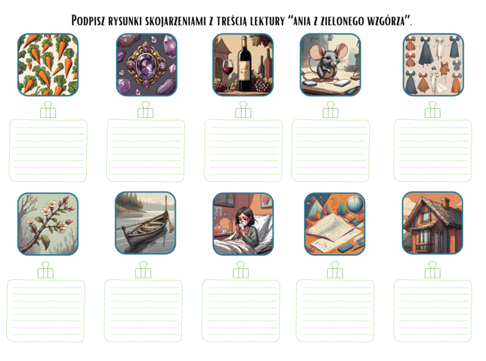Karty skojarzeniowe do lektur klas 4-6