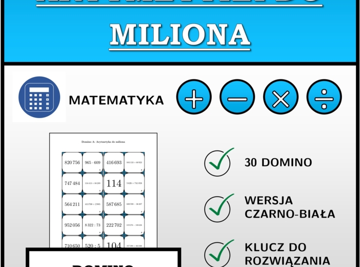 Domino - Arytmetyka do miliona | matematyka