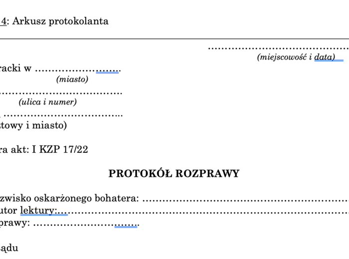 Proces literacki - scenariusz ćwiczenia + materiały