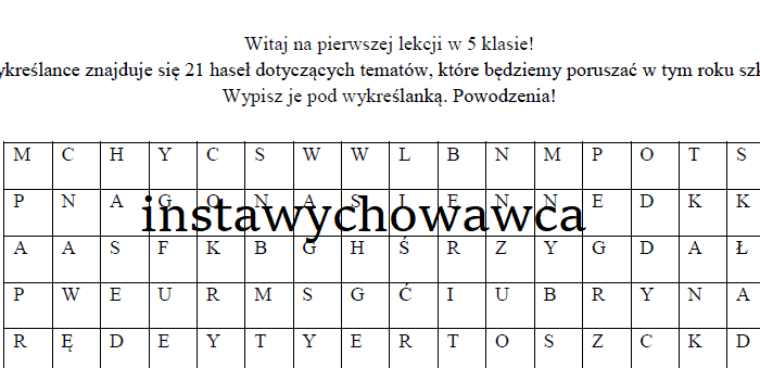 Biologia 5-wykreślanka: co będziemy robić?