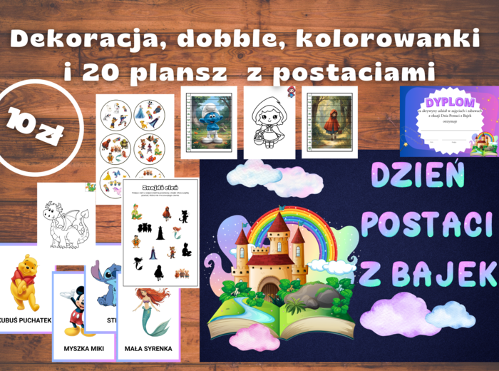 Dzień Postaci z Bajek - Pakiet dekoracji i kart pracy