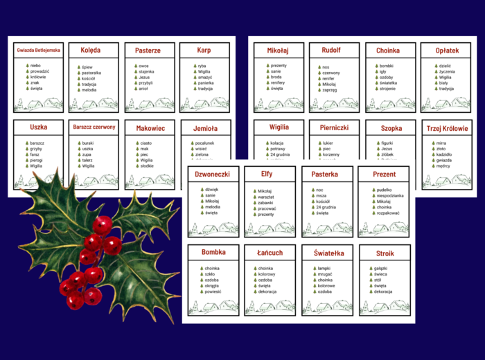 🎄 TABOO – Boże Narodzenie - zima - biblioteka - zajęcia z wychowawcą - świetlica - język polski - 64 szt.