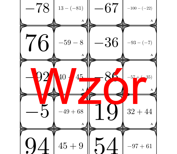 Domino - Dodawanie i odejmowanie liczb całkowitych | matematyka