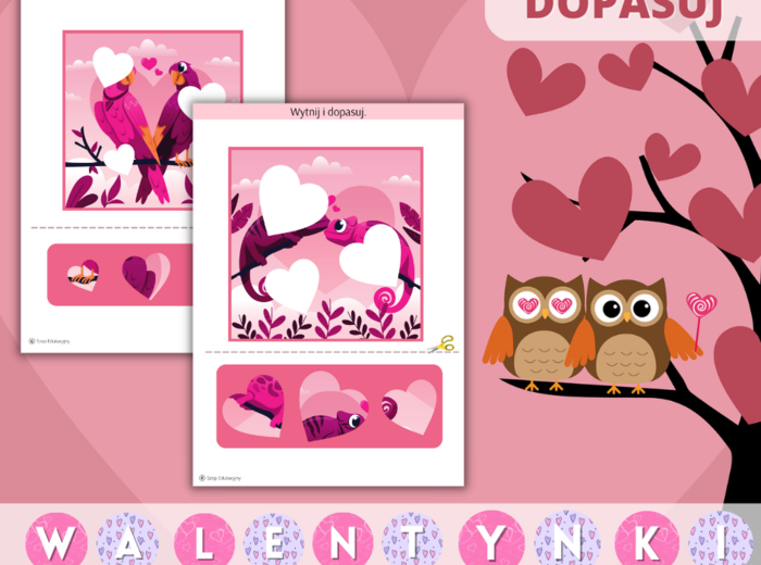 Walentynki Zestaw zadań. Puzzle. Szlaczki. Obliczenia. Labirynty. Girlanda