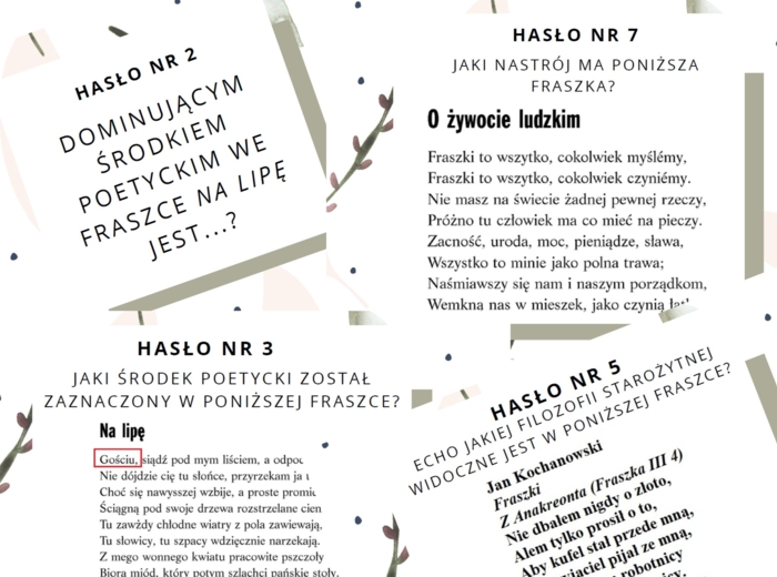 Mała gra terenowa z Janem Kochanowskim i jego fraszkami