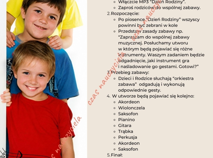 Dzień Rodziny. Dni otwarte. Zabawa muzyczno-ruchowa ORKIESTRA.