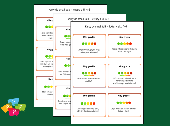 MITY GRECKIE - Karty do SMALL TALK - lektury - gra - MITOLOGIA