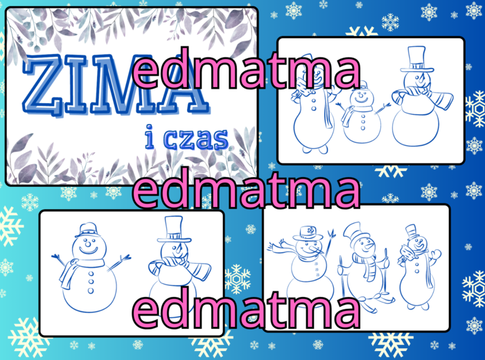Zima i czas - gazetka szkolna + karta pracy. Matematyka