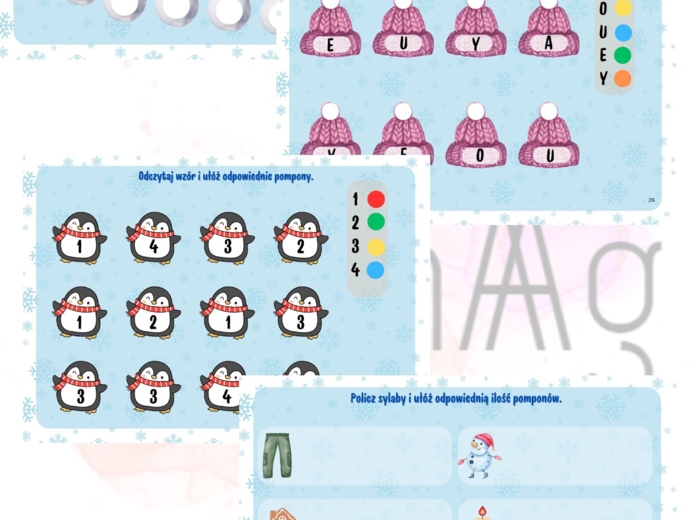 Zimowe ćwiczenia z pomponami