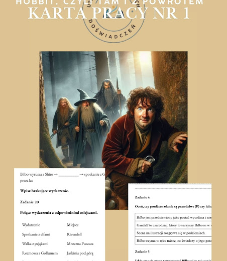 Obraz, emocje, lektura - karta pracy nr 1 z ilustracją do powieści „Hobbit, czyli tam i z powrotem”