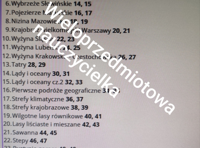 MAPY MYŚLI - GEOGRAFIA - KLASA 5 - 28 TEMATÓW - 56 STRON