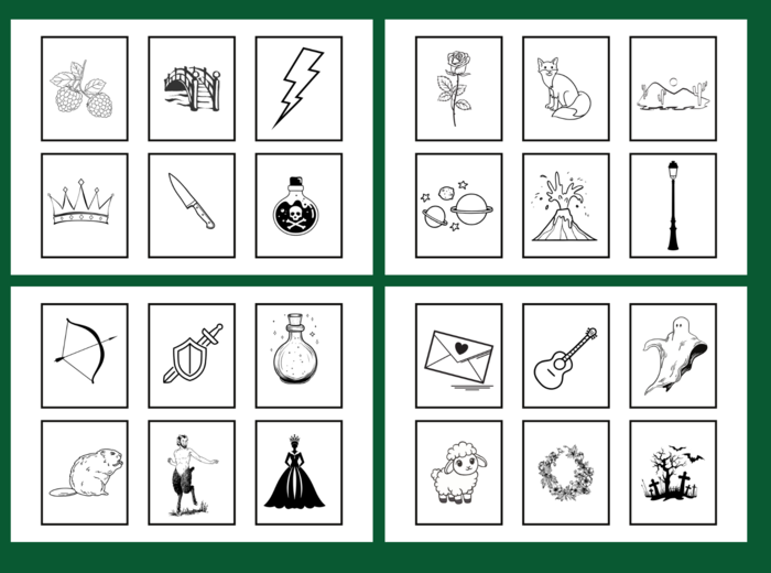 LEKTURY – kl. 4-8 – IKONKI – fiszki – powtórka – egzamin – 102 szt. - wersja czarno-biała