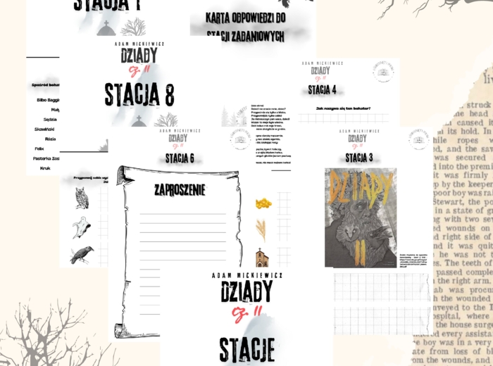 "Dziady" cz.II - Stacje zadaniowe + karta odp. ucznia - kl.7-8