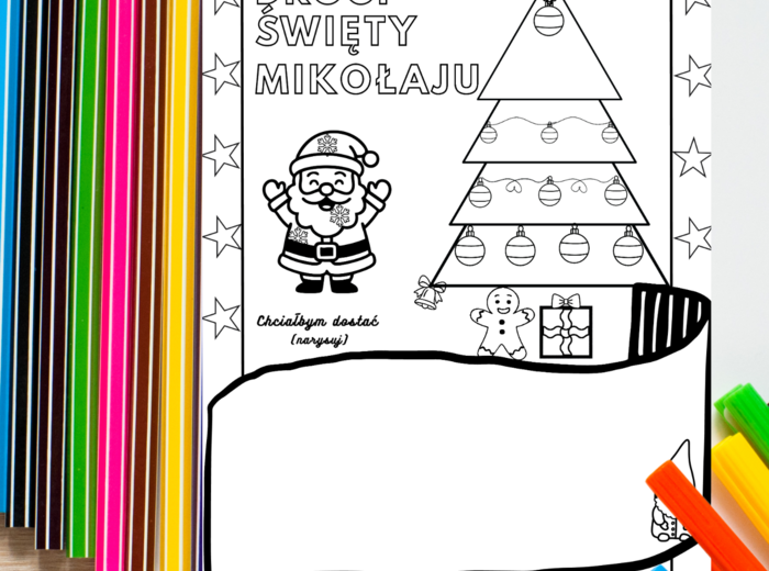 List do Mikołaja – kolorowanka PDF dla dzieci w wieku przedszkolnym