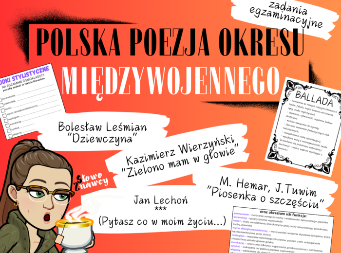 POEZJA DWUDZIESTOLECIA MIĘDZYWOJENNEGO - zadania egzaminacyjne