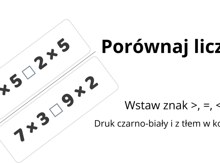 Porównywanie iloczynów – atrakcyjna karta pracy lub zabawa na dzień tabliczki mnożenia