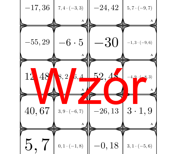Domino - Mnożenie dodatnich i ujemnych liczb dziesiętnych | matematyka