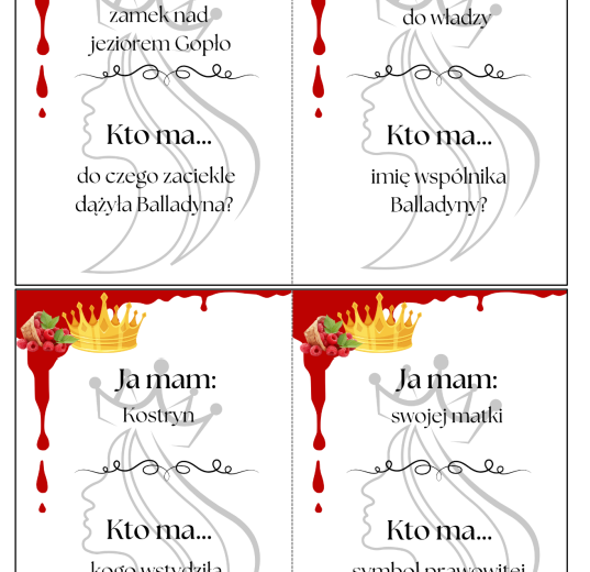 30 kart Ja mam, Kto ma? Balladyna Juliusza Słowackiego, egzamin ósmoklasisty