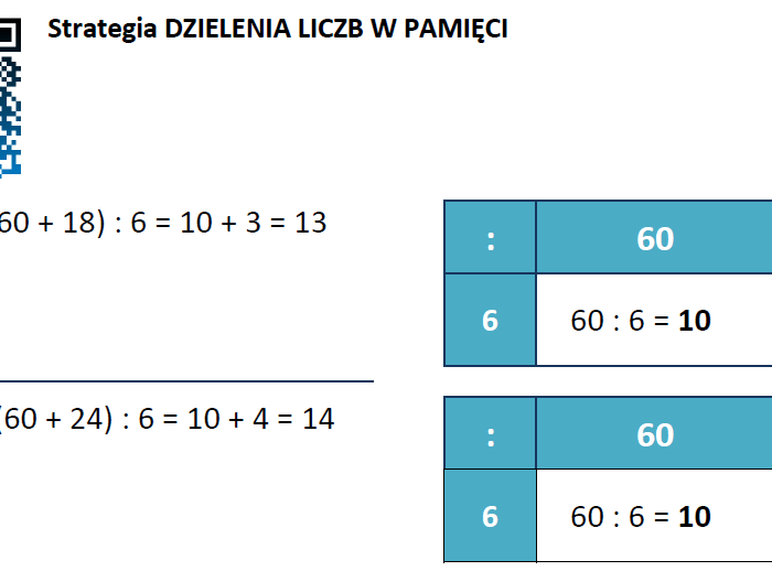 Dzielenie w pamięci karta pracy