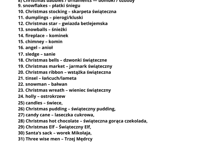 CHRISTMAS CHALLENGE klasy 4-8 *GRY*31 Flashcards* Zagadki* Karty pracy* Kolorowanki*- OGARNIJ ŚWIĘTA JEDNYM PLIKIEM 50str.