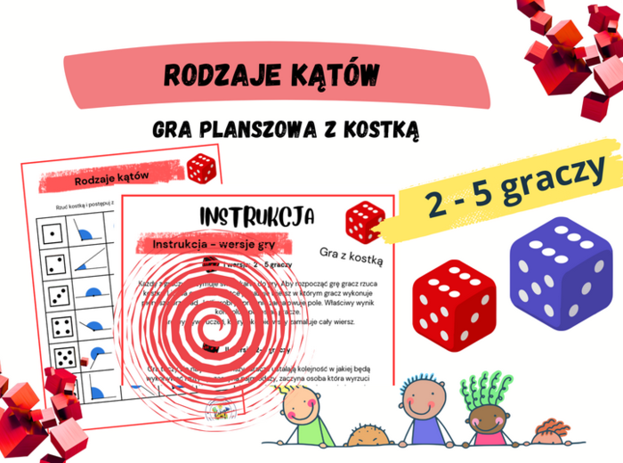 Rodzaje kątów - gra planszowa z kostką