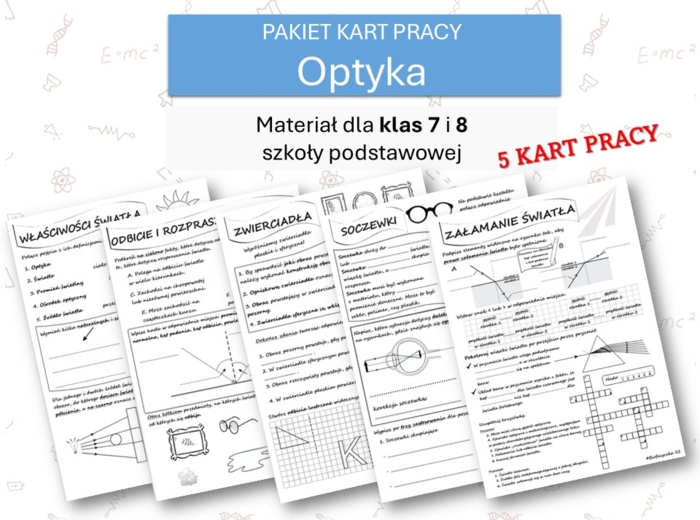 Fizyka 7 i 8. PAKIET KART PRACY. Optyka.