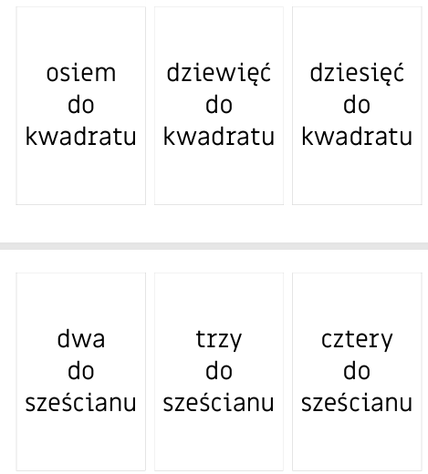 63 fiszki powtórzeniowe do E8 - potęgi