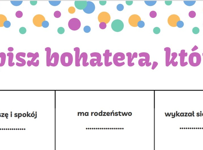 Wpisz bohatera, który....