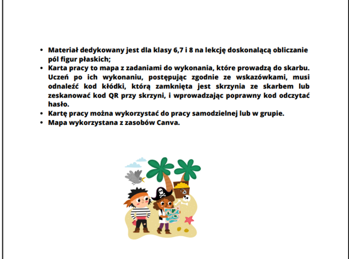 Pola figur płaskich - szukanie skarbu