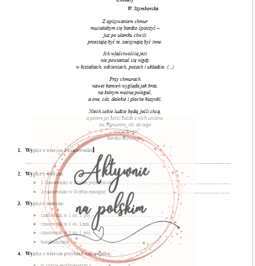 Czasownik - kartkówka