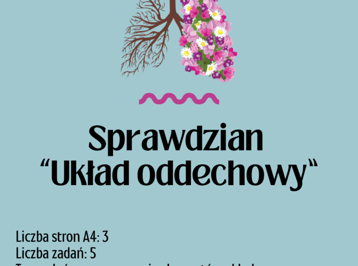 Biologia. Klasa 7. Sprawdzian: Układ oddechowy. Test zgodny z nową podstawą programową.