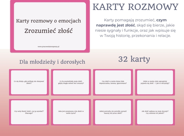 Karty rozmowy o emocjach: ZROZUMIEĆ ZŁOŚĆ