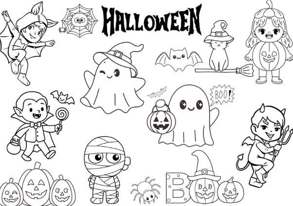 Plakat do kolorowania na Halloween w wersji XXL| 16 stron A4| Świetna zabawa gwarantowana!