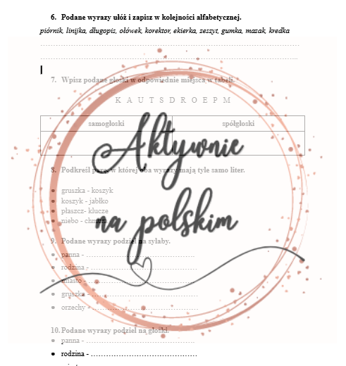 Głoski - kartkówka