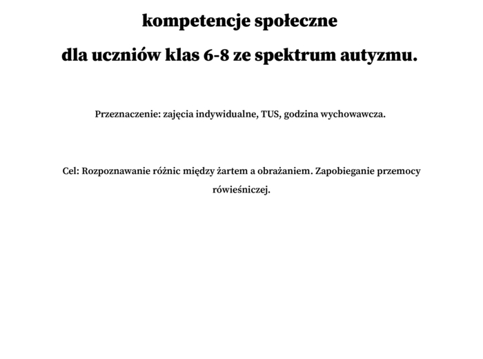 Karty pracy Słowa mają moc - emocje klasa 6-8