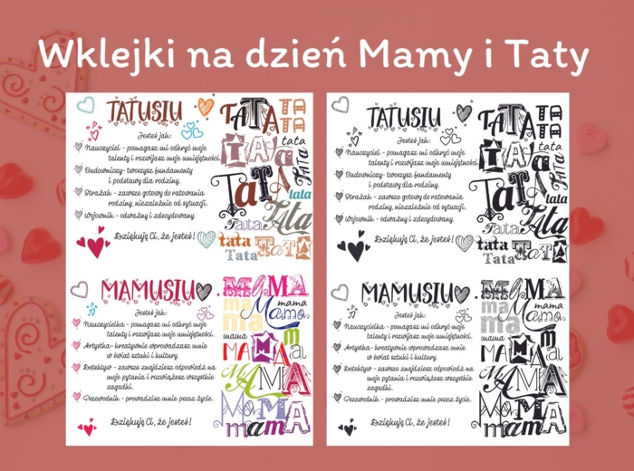 Wklejki na Dzień Mamy i Taty