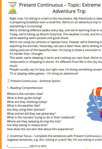 Czasy angielskie - czytanki i ćwiczenia