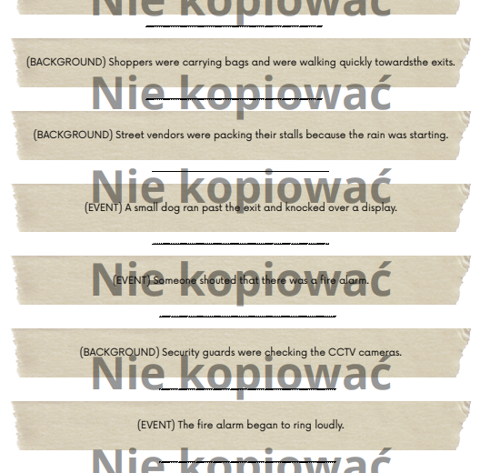 Scenariusz i karta pracy "Power cut in the town center" Past Simple v. Continuous B1