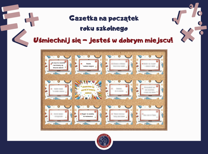 Uśmiechnij się - jesteś w dobrym miejscu! | Gazetka na początek roku szkolnego | Gotowy PDF do druku