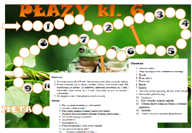 Płazy - gra planszowa - Biologia klasa 6