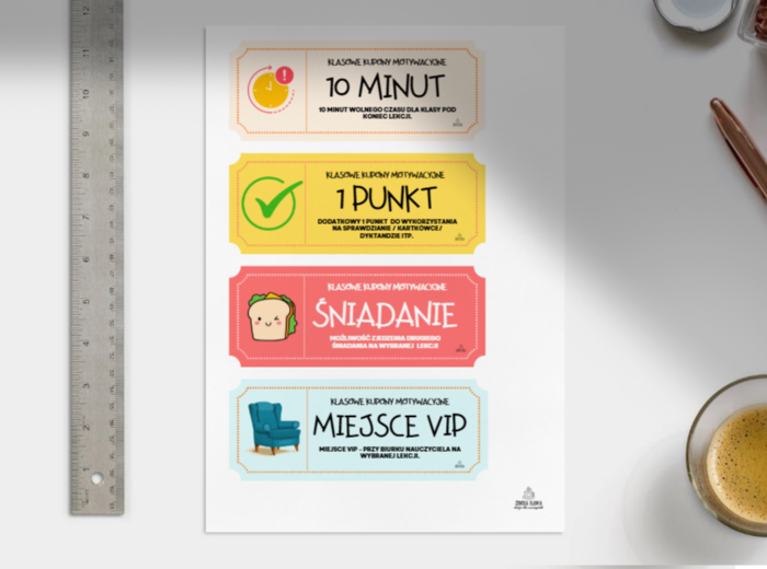 Bilety, vouchery, nagrody klasowe (klasy młodsze) - gotowe do wydruku!
