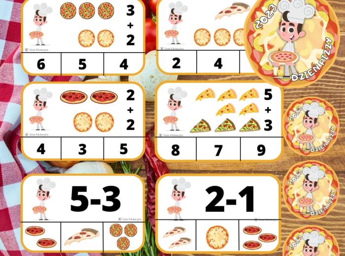 Dzień Pizzy. Girlanda. Zadania. Dyplom. Przypinki. Bingo